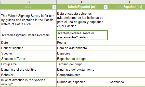 Group label in Spanish