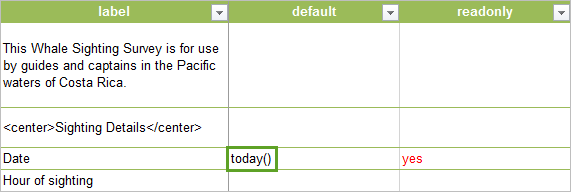 Default value for date question