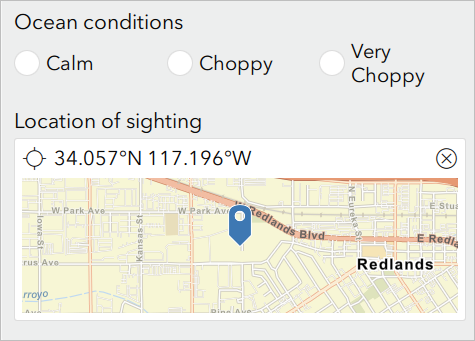 Location of sighting map button