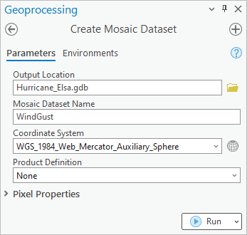 Create Mosaic Dataset tool parameters