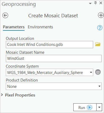 Create Mosaic Dataset tool parameters