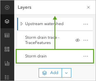 Drag Storm drain layer to the top of the Layers list