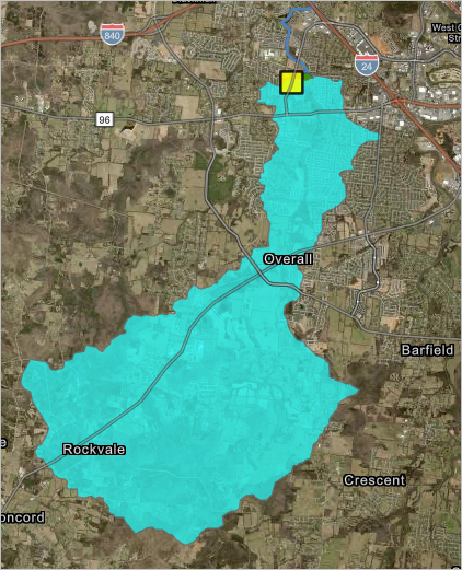 Full watershed extent on map