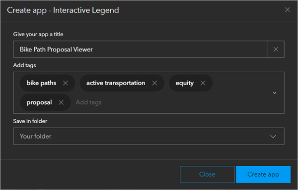 Create app - Interactive Legend window