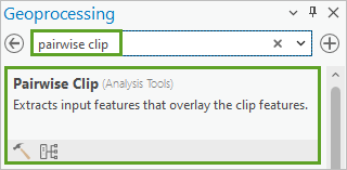 Search result for pairwise clip in the Geoprocessing pane