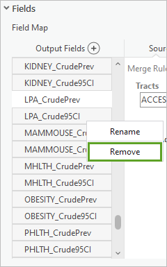 Remove selected fields