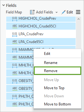 Remove selected fields