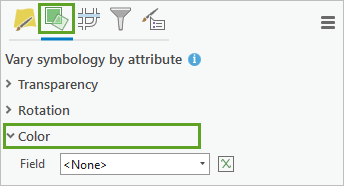 Color expanded on the Vary symbology by attribute tab