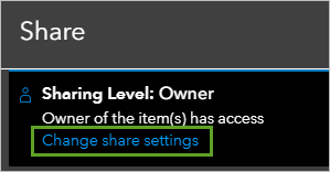 Change share settings link in the Share window
