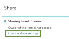 Change share settings link in the Share window