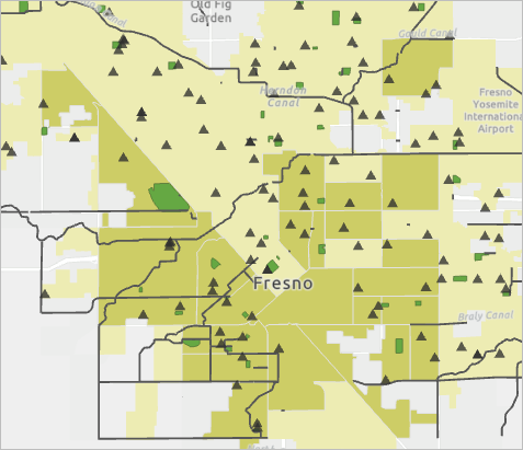 Map style updated to show city boundaries and target area as single symbols