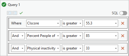 Three clauses entered for Query 1