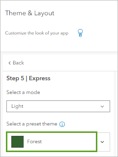 Forest theme in the Theme & Layout pane