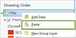 Paste in the Map on the Contents pane