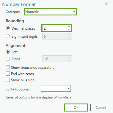 Number Format window