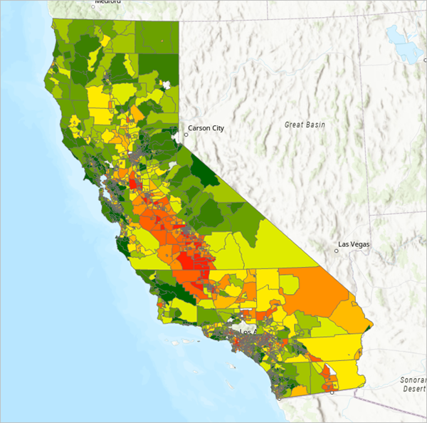 CalEnviroScreen layer on the map