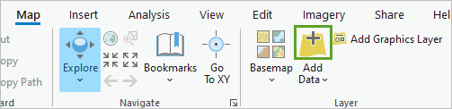 Add Data in the Layer group on the Map tab