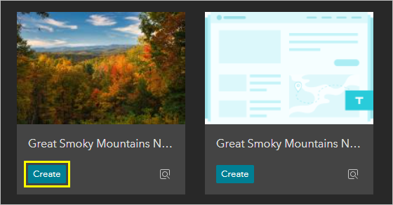 Create button for the Great Smoky Mountains National Park template