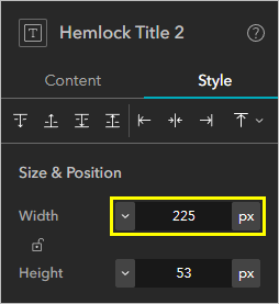 Width set to 225 px