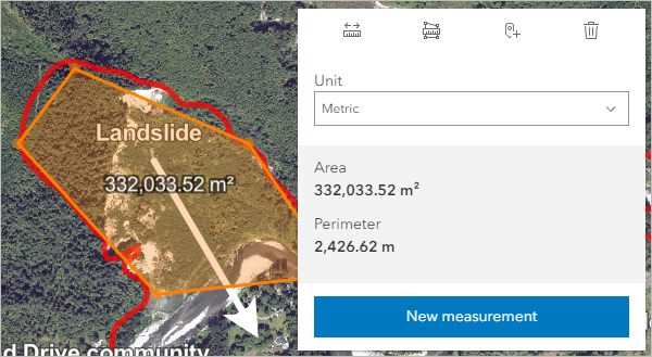 Test measurement on the map