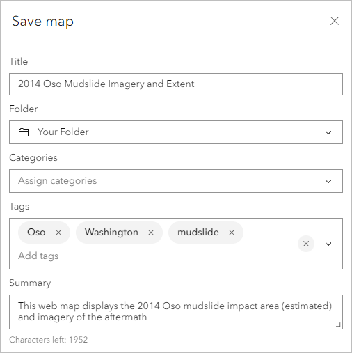 Save map window