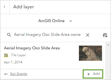 Add button for Aerial Imagery Oso Slide Area layer