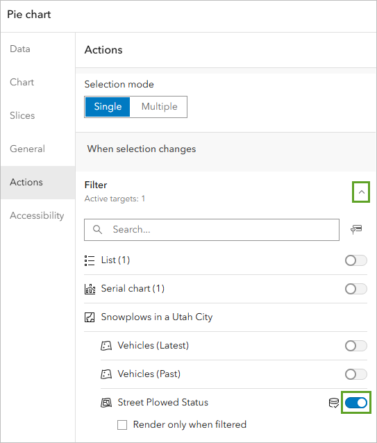 Filter action for Street Plowed Status