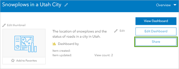 Share the dashboard with your organization.