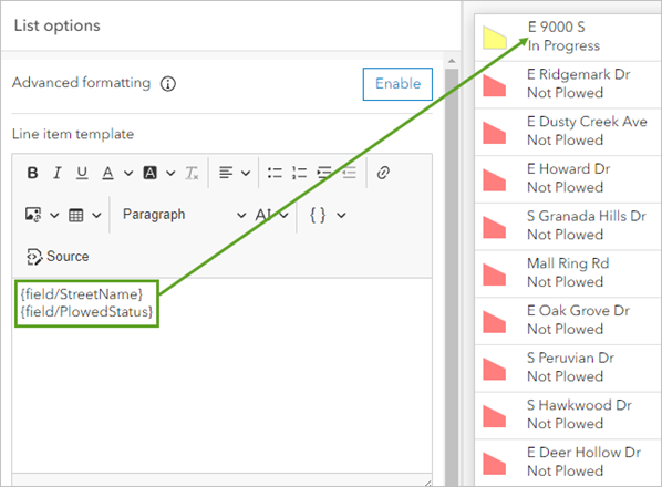 Snowplow status list fields