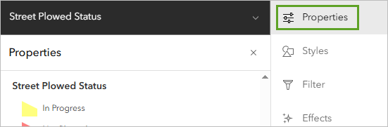Properties button
