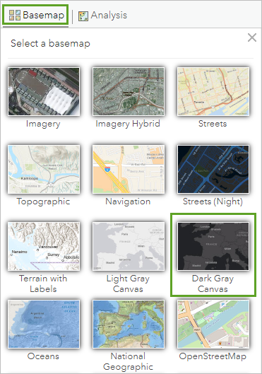 Dark Gray Canvas basemap