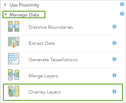 Overlay Layers tool under the Manage Data tools