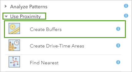 Create Buffers in the Use Proximity section