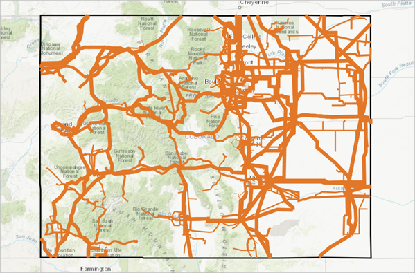 Map with the Platts Transmission Lines layer visible