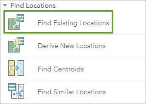 Find Existing Locations tool