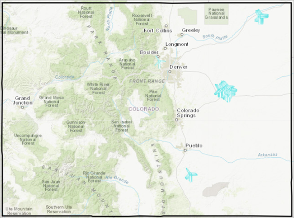 Map of filtered wind turbines