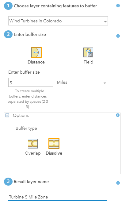 Create Buffers tool parameters