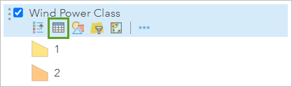 Show Table for the Wind Power Class layer