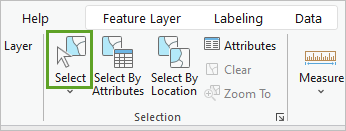 Select tool in the Selection group