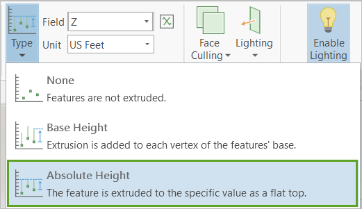 Absolute Height in the Type menu
