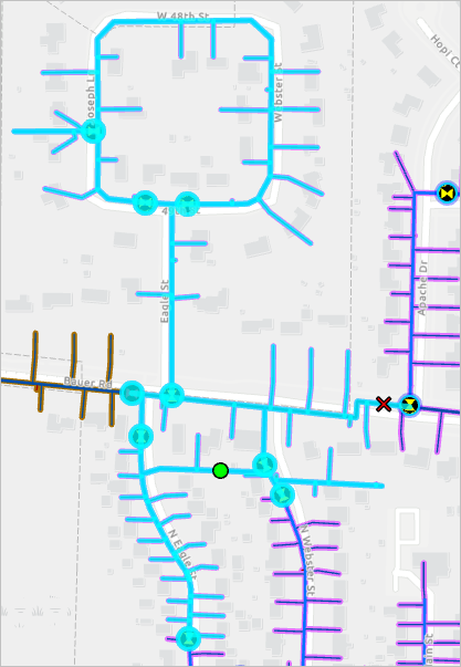 Selected features on the map