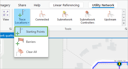 Starting Points in the Trace Locations menu on the ribbon
