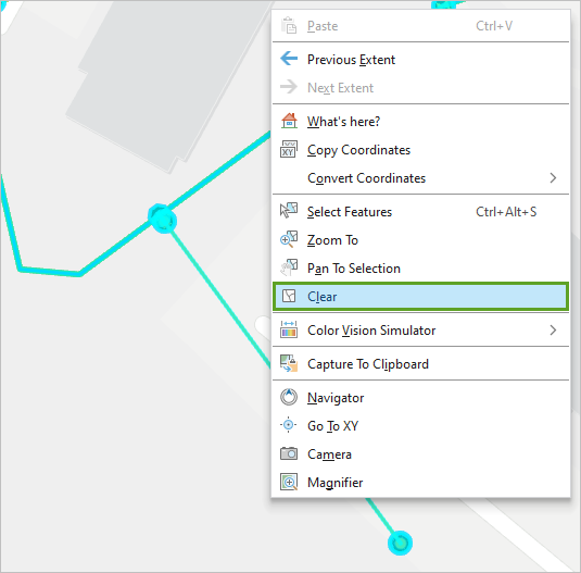 Clear option in the map's context menu