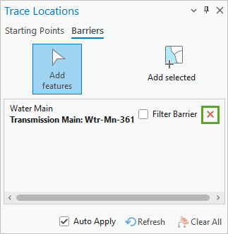Remove button in the Trace Locations pane