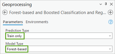 Set the Forest-based and Boosted Classification and Regression tool to Train only.