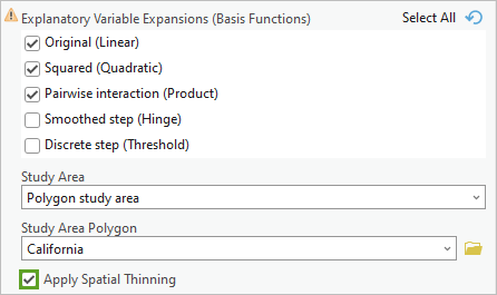 Check the box to apply the spatial thinning parameter.