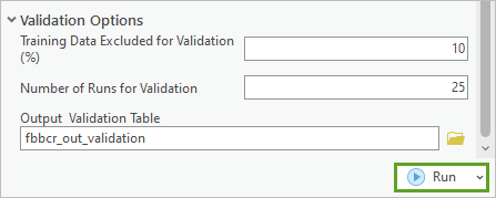 Set the Output Validation Table and click Run.