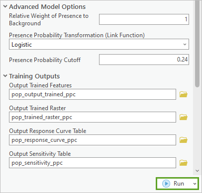 Rerun the Presence-only Prediction tool.