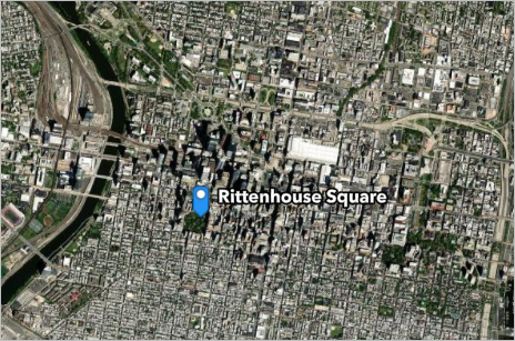 Map zooms to Rittenhouse Square marker