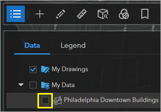 Table of Contents with Philadelphia Downtown Buildings turned off